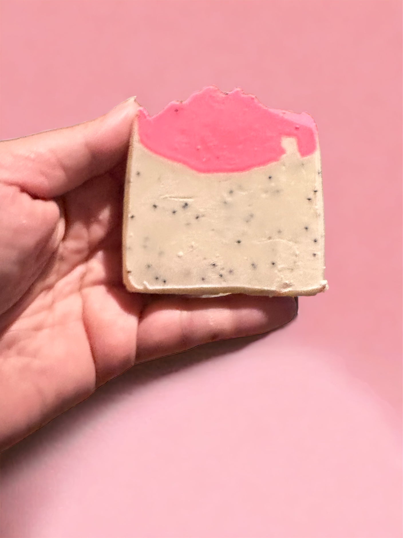 Triple Butter & Strawberry Handmade Soap with Poppy Seeds