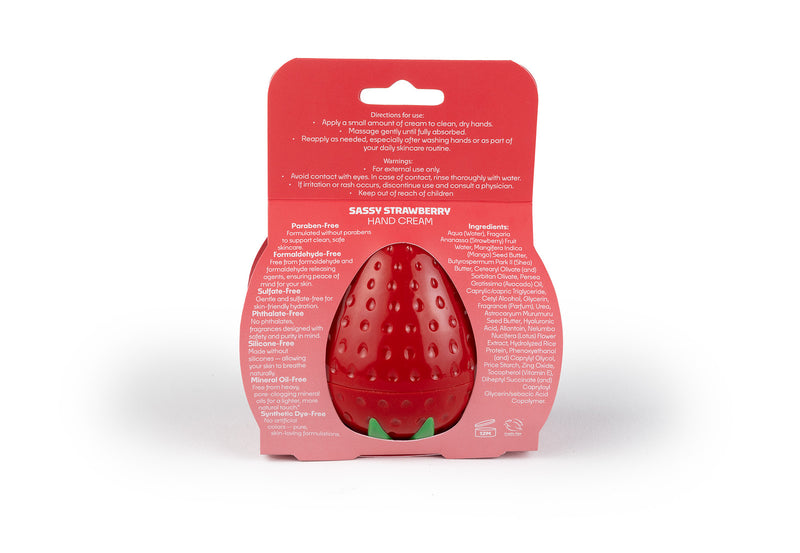 Hand cream with vibrant packaging, designed for soft, nourished hands and a sweet berry fragrance