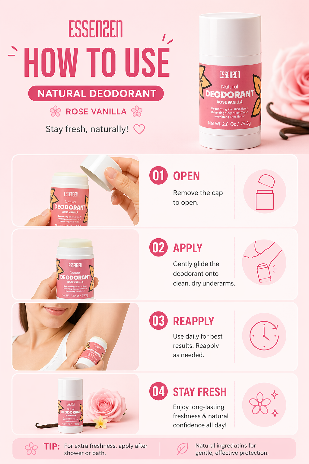 Rosè Vanilla Natural deodorant
