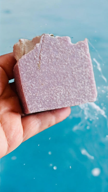 Exfoliating pink Himalayan salt soap bar