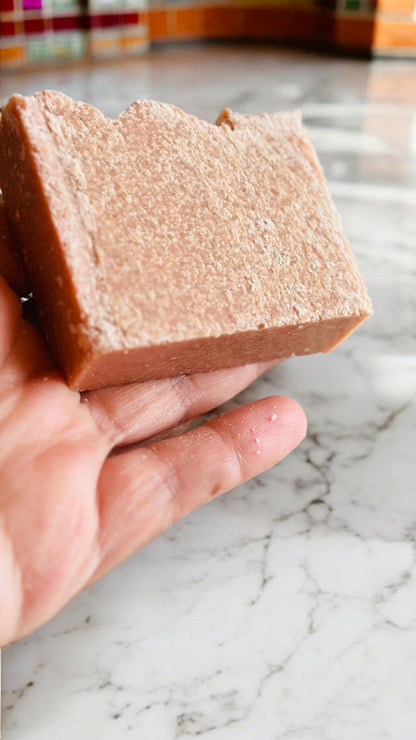 Exfoliating pink Himalayan salt soap bar