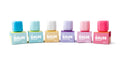 Set of colorful lip balm shea & tallow boxes on a white background